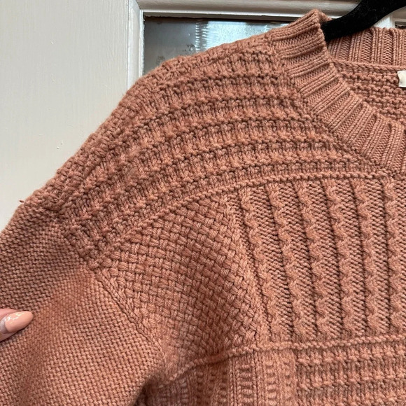 Madewell Blush Mauve Patchwork Stitchmix Pullover Sweater Merino Wool Size XXS - Picture 7 of 16